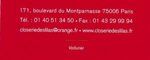 Closerie Des Lilas R Ckseite